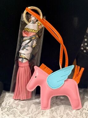 Pink Pony Bag Charm with tassel bag charm